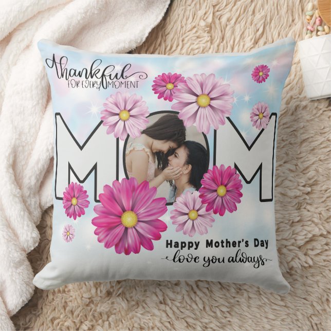  Love You Always Mom Custom Mothers Day Photo Throw Pillow (Blanket)