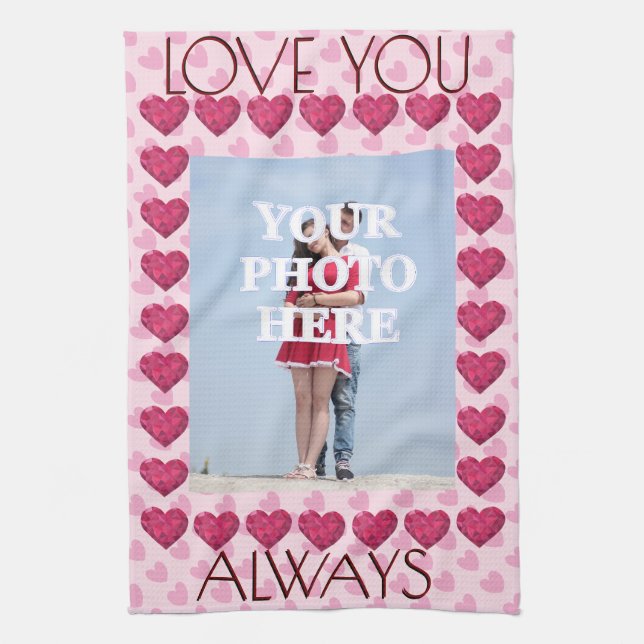 Love You Always Personalized PHOTO Kitchen Towel (Vertical)