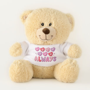 Love You Always Pink Purple Candy Hearts Teddy Bear