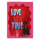 "Love You" and Two Lucky Black Cats (Front)