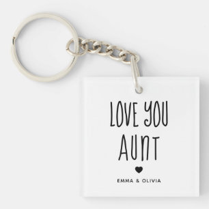 Love You Aunt Photo Back and Handwritten Text Keychain
