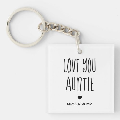 Love You Auntie  Photo Back and Handwritten Text Keychain