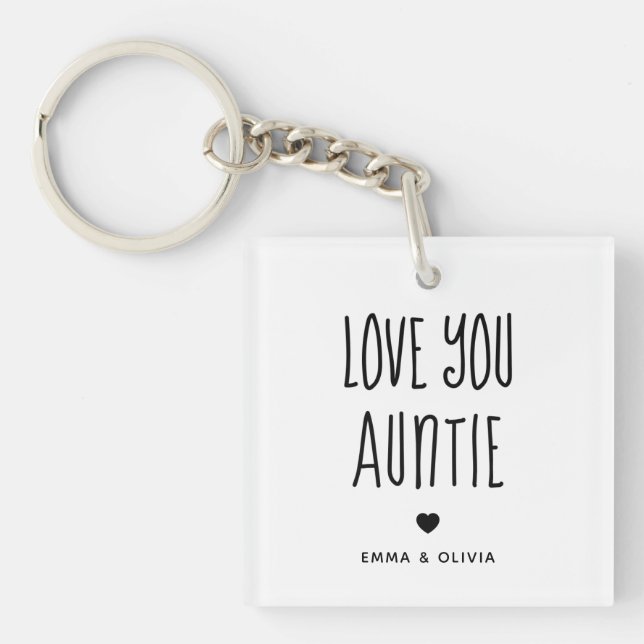 Love You Auntie | Photo Back and Handwritten Text Keychain (Front)