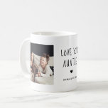 Love You Auntie | Two Photo Handwritten Text Coffee Mug<br><div class="desc">This simple and stylish black and white mug says "Love you Auntie" in trendy,  handwritten black text with a matching heart and a spot for your name. There is also room to show off two of your favorite personal photos for a gift your aunt will love.</div>