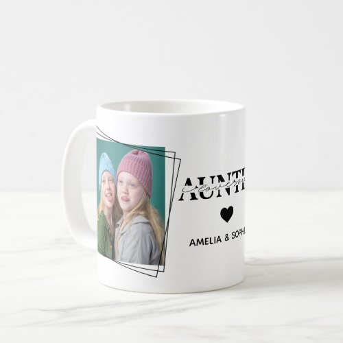 Love You Auntie Two Photo Names Handwritten Text Coffee Mug