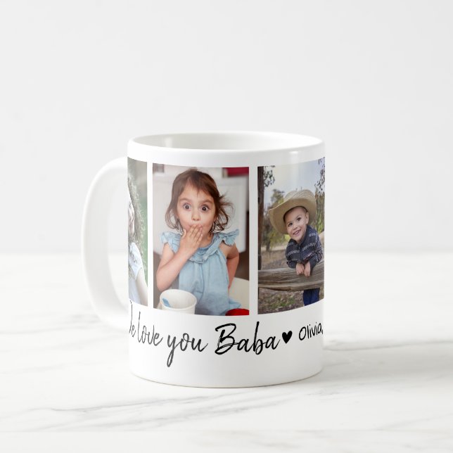 Love You Baba Grandpa Father's Day 2023 5 Photo Coffee Mug (Front Left)