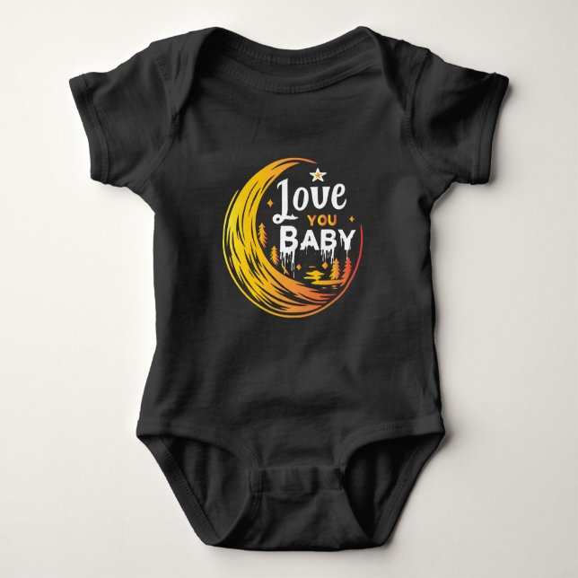 Love you baby lovely moon design baby bodysuit (Front)