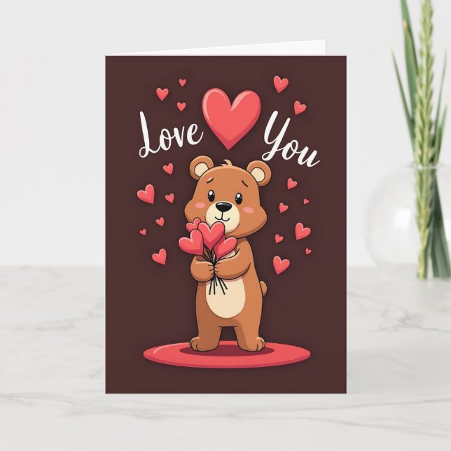 Love You Bear Hearts Card (Front)