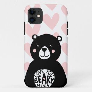 Love you Beary Much Cute Bear Girly Pink Heart iPhone 11 Case