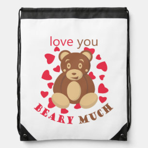 Love you beary much for Valentine's Day Drawstring Bag