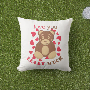 Love you beary much for Valentine's Day Outdoor Pillow