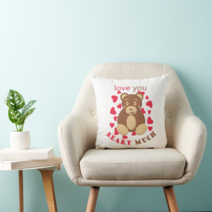 Love you beary much for Valentine's Day Throw Pillow