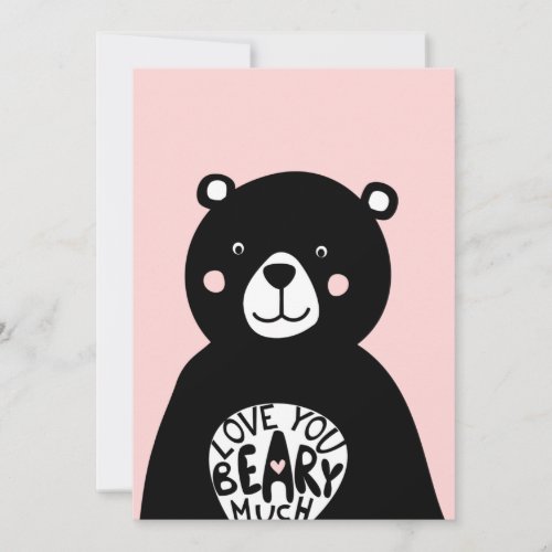 Love you Beary Much Scandinavian Bear Valentines Holiday Card