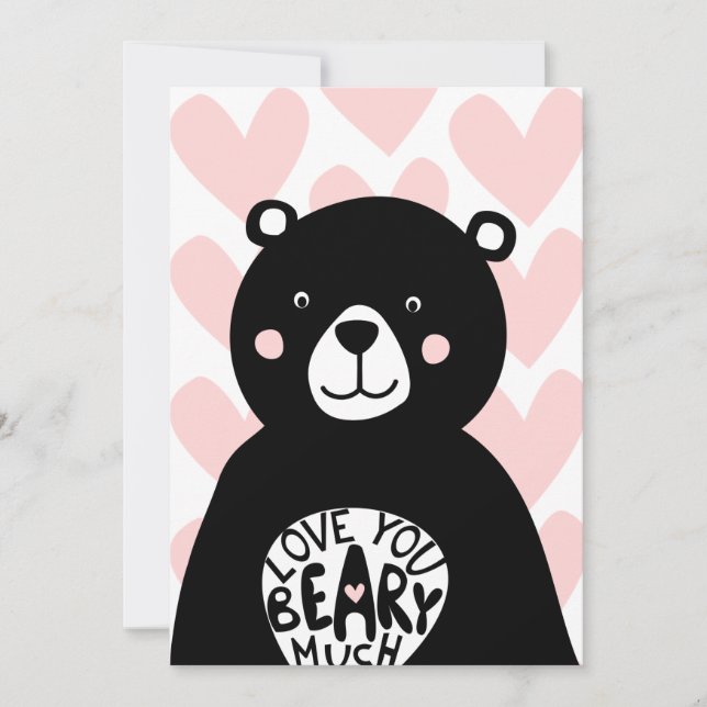 Love you Beary Much Scandinavian Bear Valentines Holiday Card (Front)