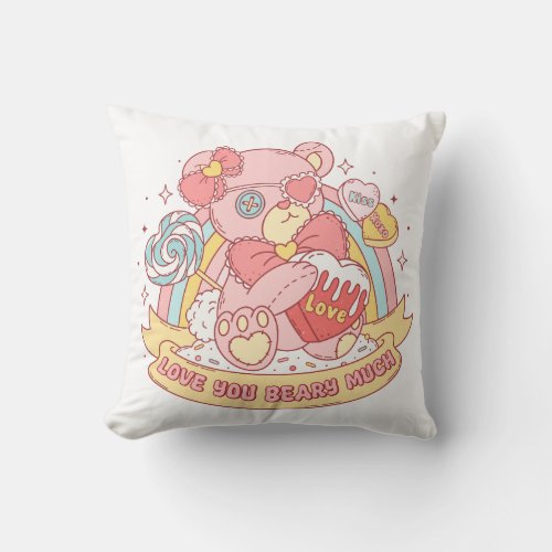 Love You Beary Much Throw Pillow