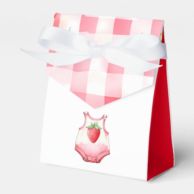 Love You Berry Much Baby Shower Strawberry Pink Favor Boxes (Front Side)