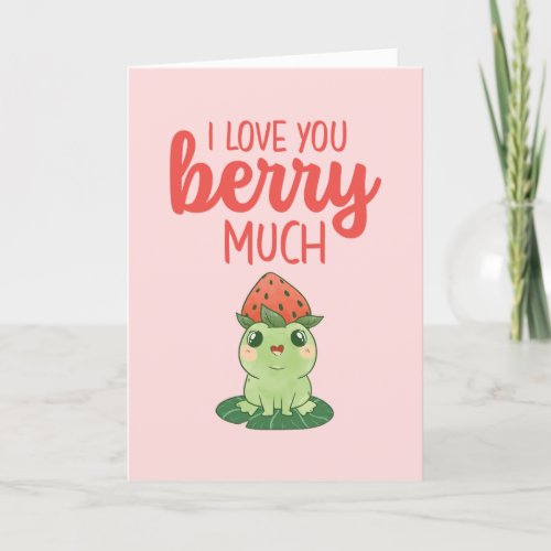 Love You Berry Much Funny Fruit Pun Valentines Day Holiday Card