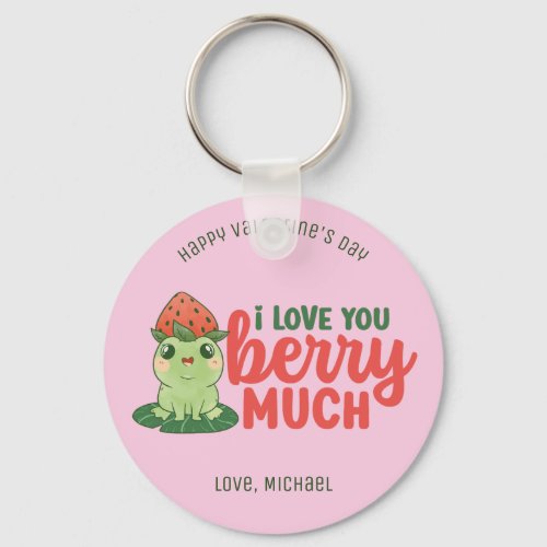 Love You Berry Much Funny Pun Cute Valentines Day Keychain