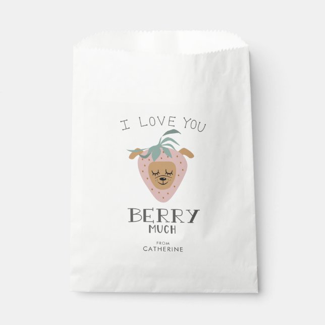 LOVE YOU BERRY MUCH Funny Valentine Dog Favor Bag (Front)