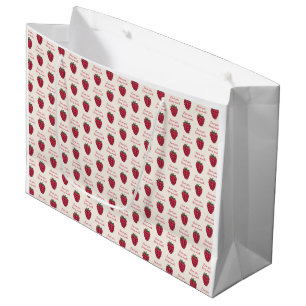 Love You Berry Much Raspberry Pattern Large Gift Bag