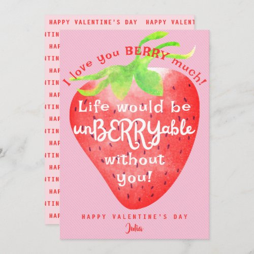 Love You Berry Much Strawberry Sweet Valentines Holiday Card