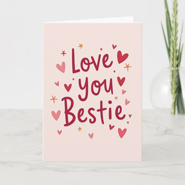 Love You Bestie Hearts Card (Front)