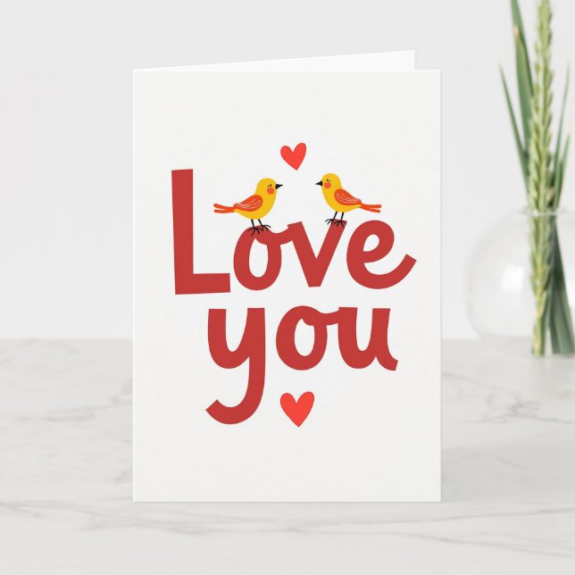 Love You Birds Heart Art Card (Front)
