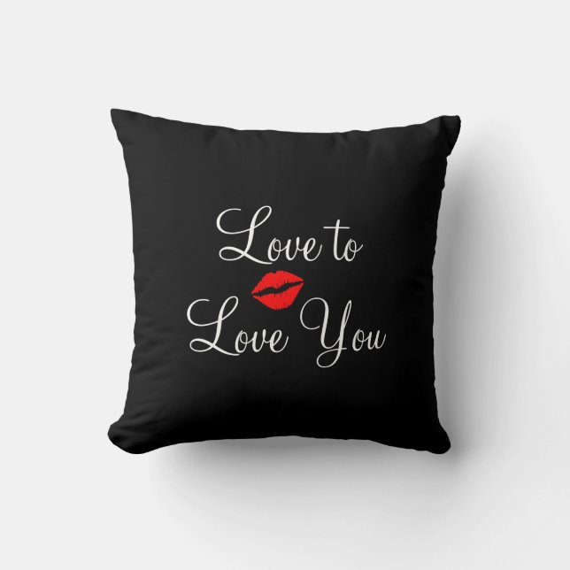 Love You Black Accent  Throw Pillow (Front)