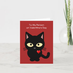 Love You / Black Cat Valentines' Day Card