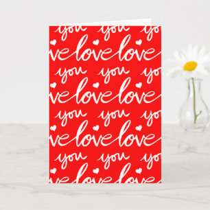 Love You Blank Calligraphy Chalk Valentines Day Card
