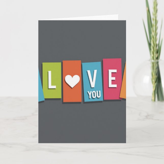 Love You Blocks Graphic Art Card (Front)