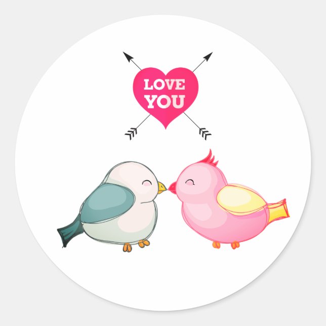 Love You Blue   Birds Sticker (Front)
