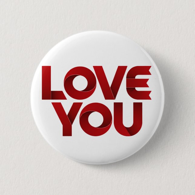 Love You – Bold Romantic Typography Button (Front)