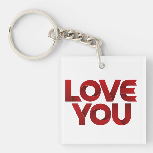 Love You – Bold Romantic Typography Keychain (Front)