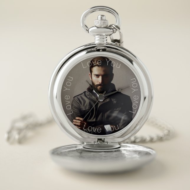 Love you boyfriend husband photo pocket watch (Inside)