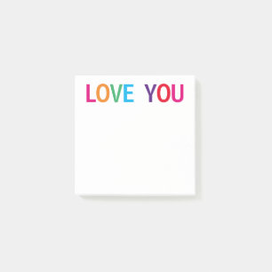 Love You Bright Multicolored 3 x 3 Post-it Notes