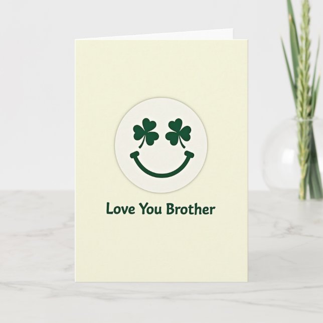 Love You Brother Smiling Face Card (Front)