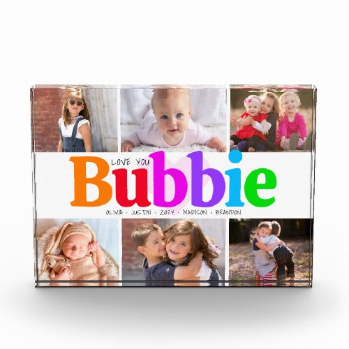 Love You Bubbie Bold Colorful Modern Collage 6 Photo Block