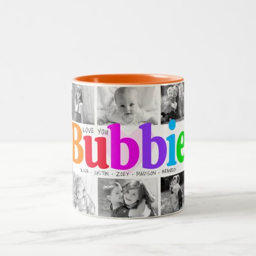 Love You Bubbie Multicolor Modern 10 Photo Collage Two_Tone Coffee Mug