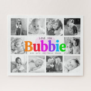 Love You Bubbie Rainbow 10 Photo Collage Modern Jigsaw Puzzle