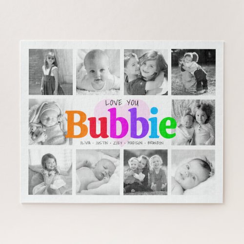 Love You Bubbie Rainbow 10 Photo Collage Modern Jigsaw Puzzle