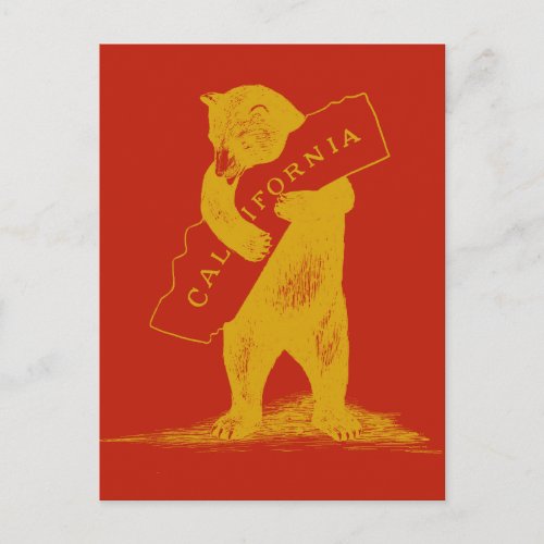 Love You California__Red and Gold Postcard