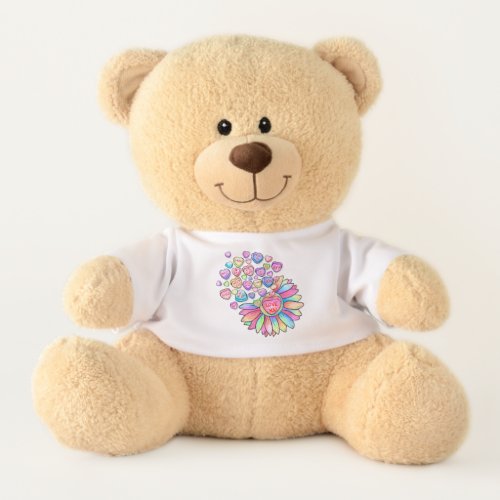 Love You Candy Hearts Flower Personalized Name Teddy Bear