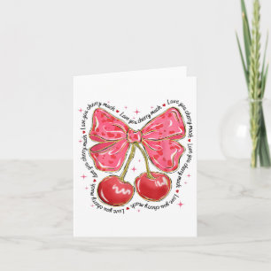 Love You Cherry Much Coquette Bow Heart Valentines Card