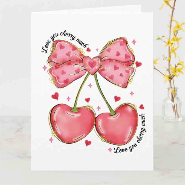 Love You Cherry Much Coquette Card (Yellow Flower)