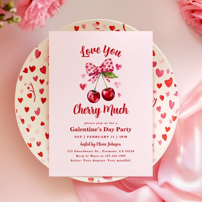 Love You Cherry Much Galentine's Day Party Invitation (Creator Uploaded)
