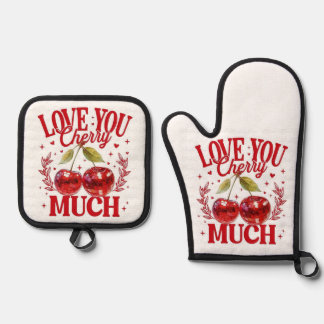 Love you Cherry Much Pot holder Oven Mitt & Pot Holder Set