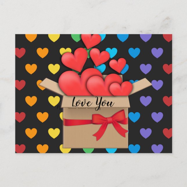 Love You, colorful heart design Postcard (Front)
