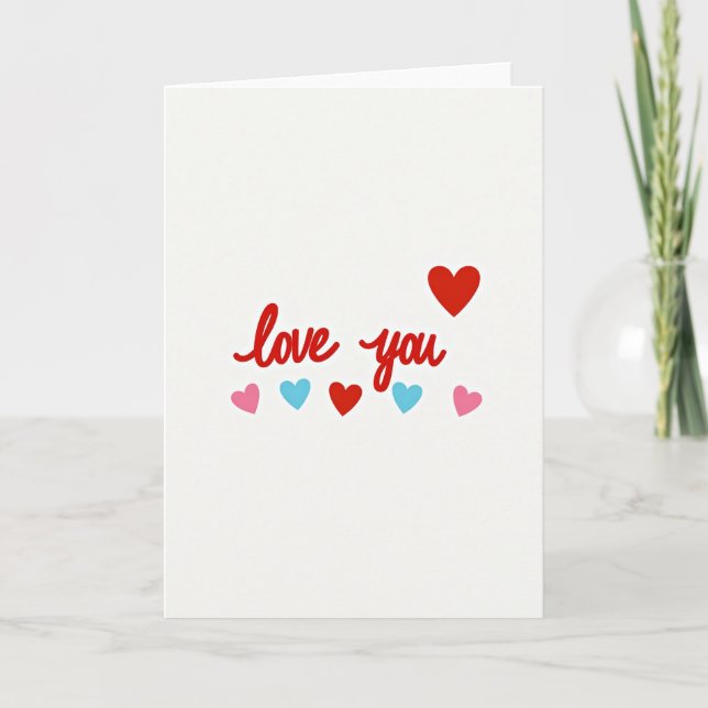 Love You Colorful Hearts Greeting Card (Front)