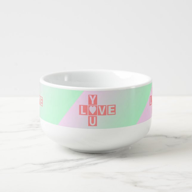 Love you crossword , Valentine Day,Heart,text   Soup Mug (Front)